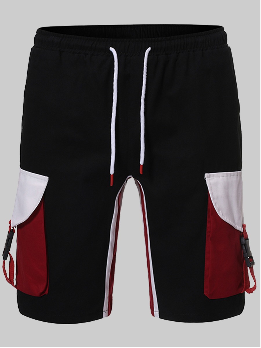 

Lovely Men Drawstring Side Pocket Black Shorts