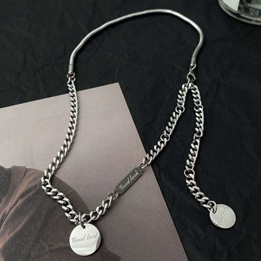 

Lovely Men Street Coin Decoration Silver Necklace