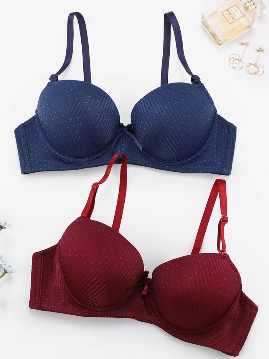 

Lovely Casual Bow-tie Decoration Multicolor Bra (Two Pieces), Multi