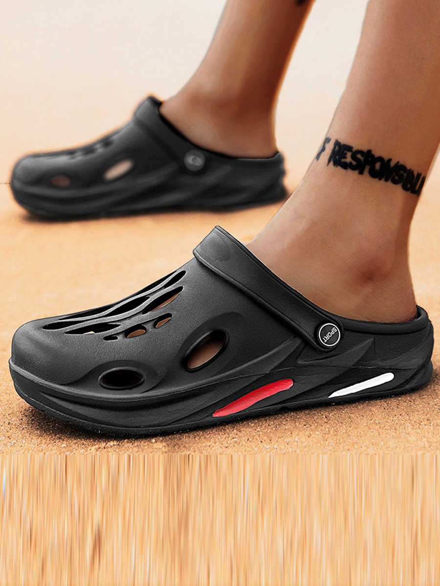 

Lovely Men Casual Hollow-out Black Slippers