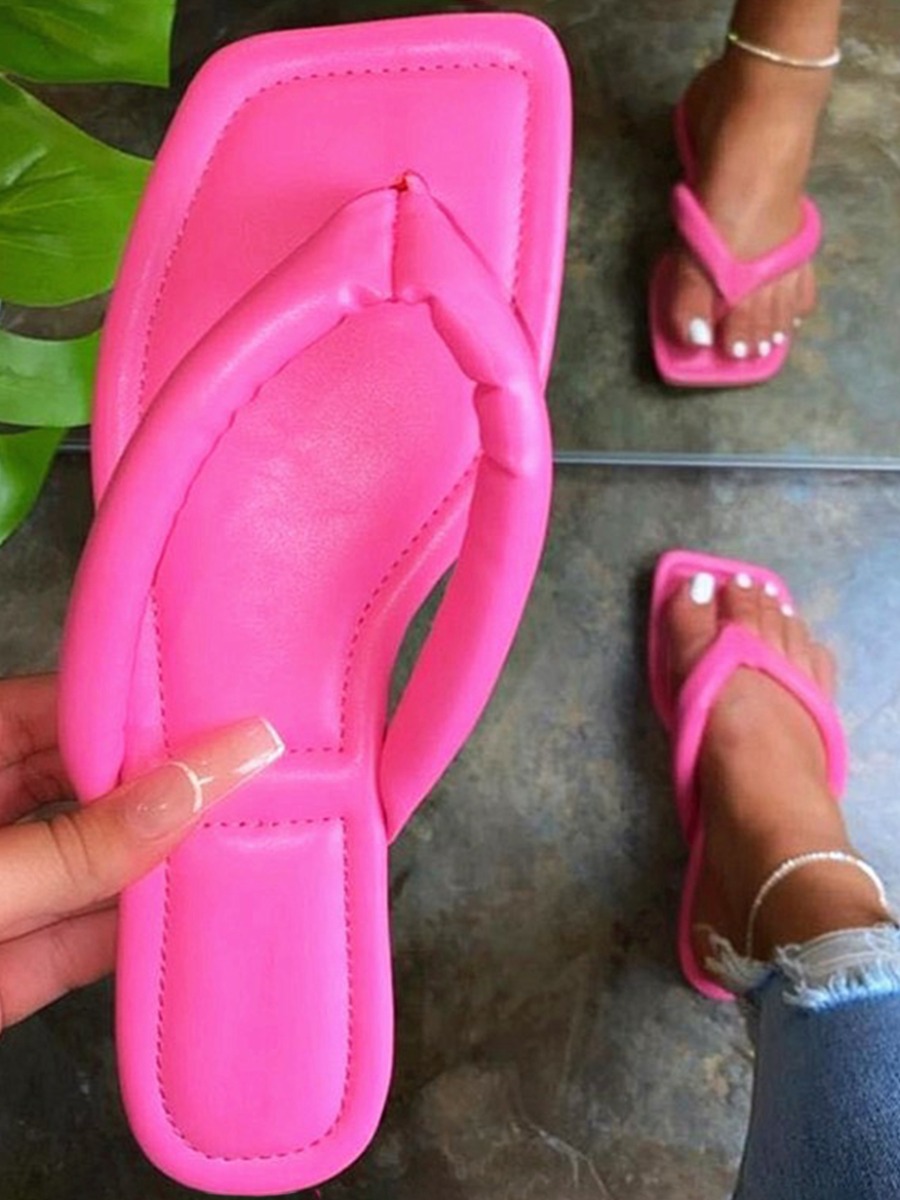 

Lovely Casual Square-toe Rose Red Slippers
