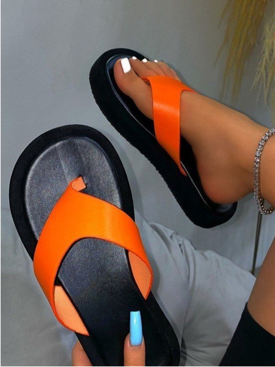 

LW BASICS Casual Patchwork Orange Platform Shoes