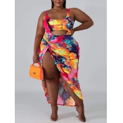 LW Plus Size Print Hollow-out One-piece Swimsuit (