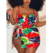 LW Plus Size Floral Print Patchwork One-piece Swim