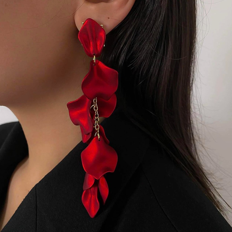 

Lovely Sweet Floral Decoration Red Earring
