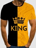 LW Men Street King Letter Print Yellow T-shirt