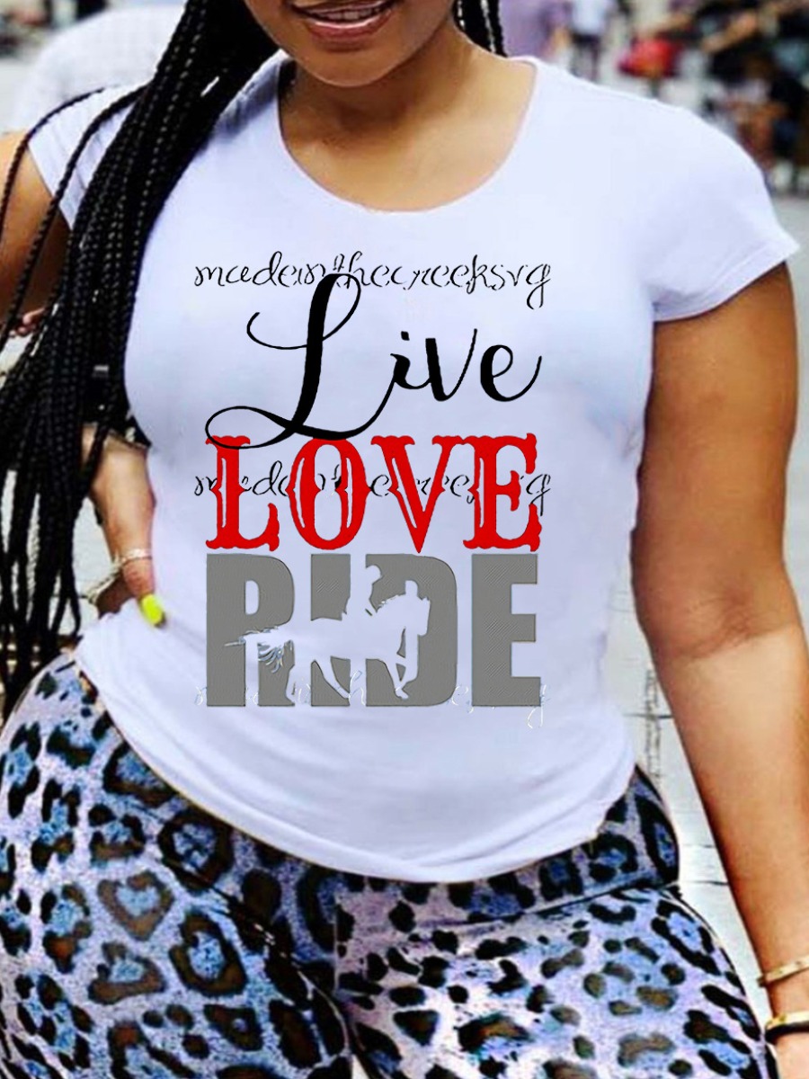 

Lovely Casual O Neck Letter Print White T-shirt