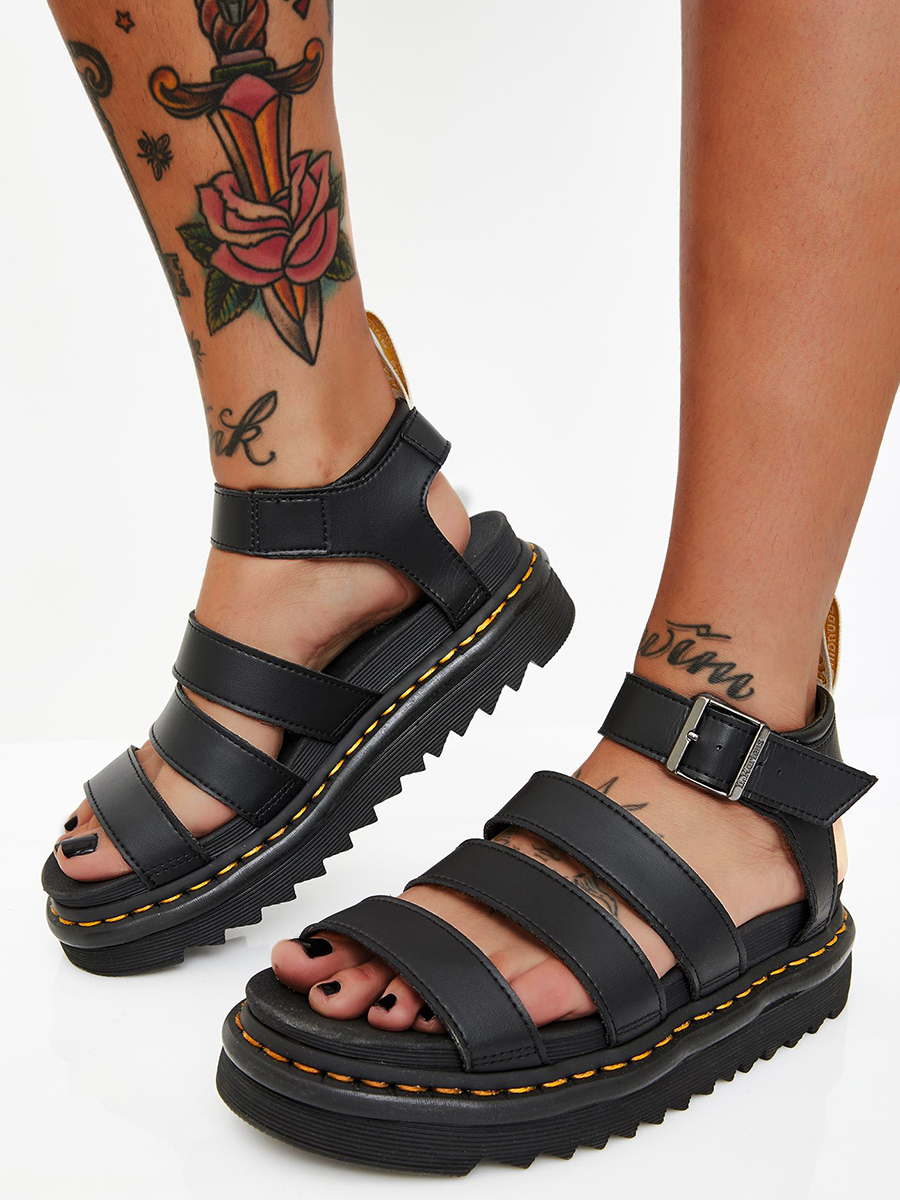 

Lovely Casual Buckle Design Black Platform Shoes