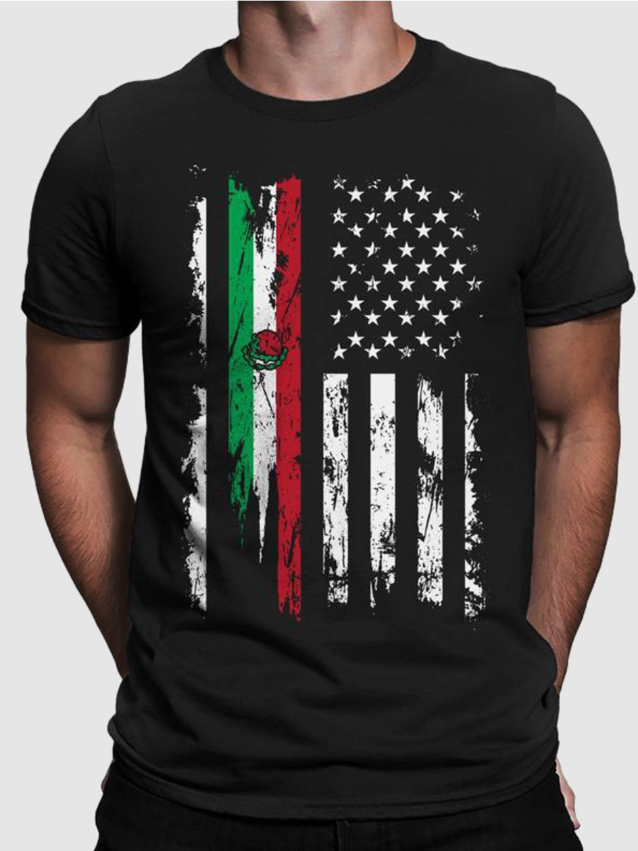 

Lovely Men Casual O Neck American Flag Print Black T-shirt