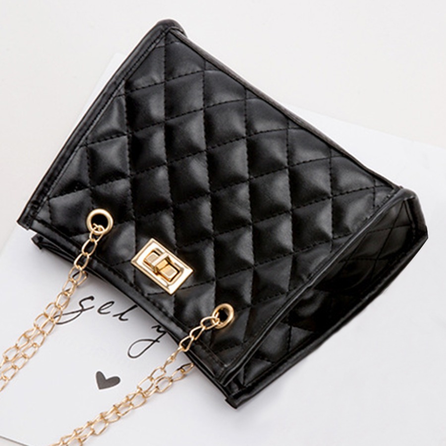 

Lovely Casual Quilted Slide Black Crossbody Bag