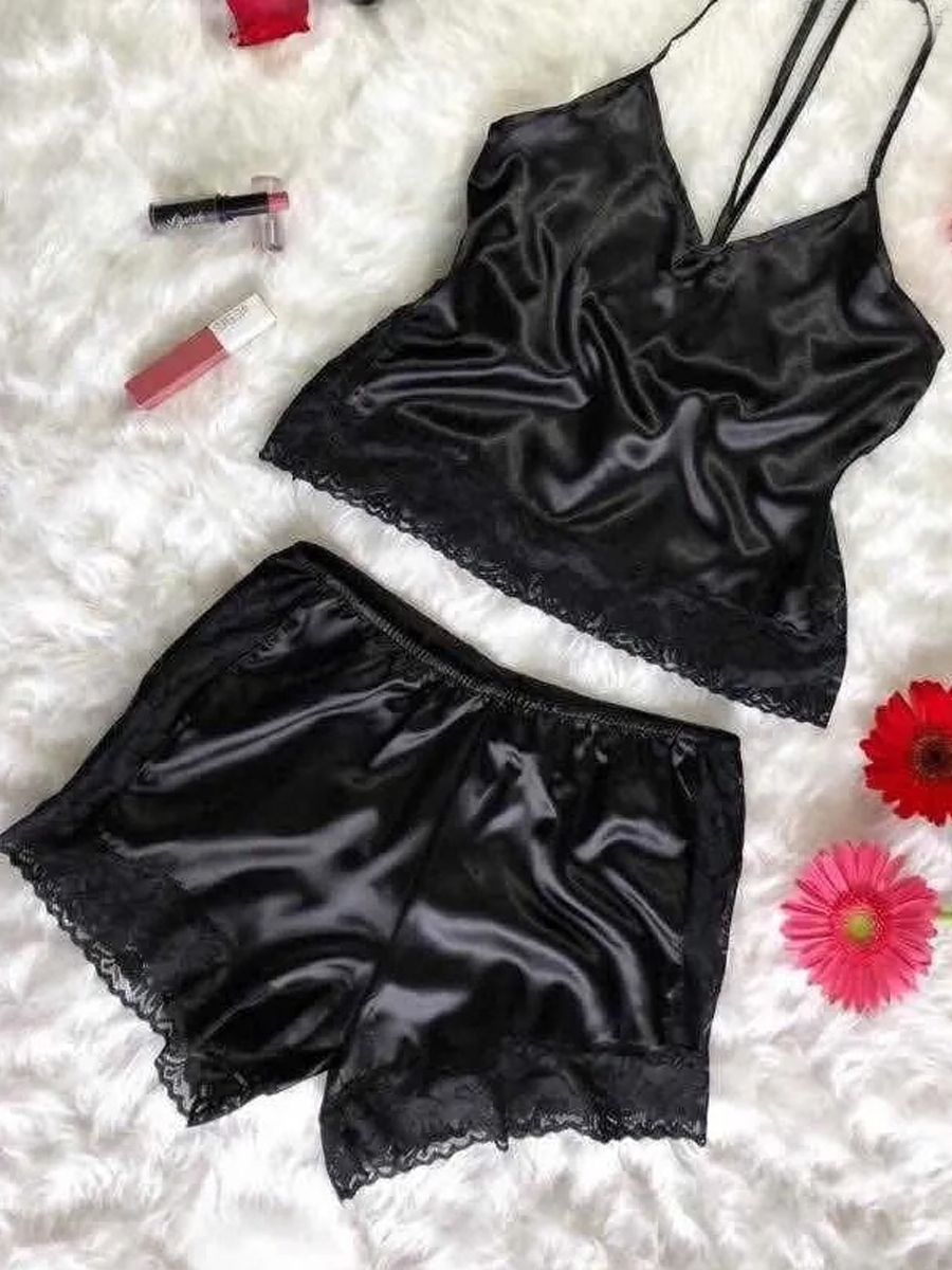 

LW Casual Lace Patchwork Black Babydoll