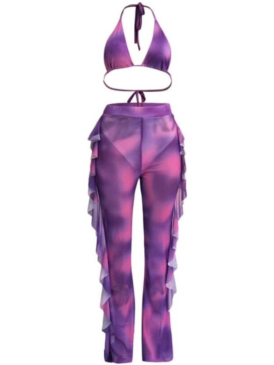 LW Tie-dye Flounce Design Bikini Set