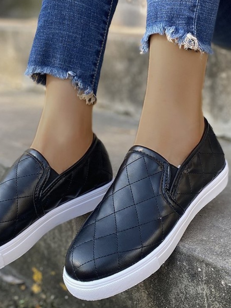 

Lovely Casual Plaid Pattern Black Flats