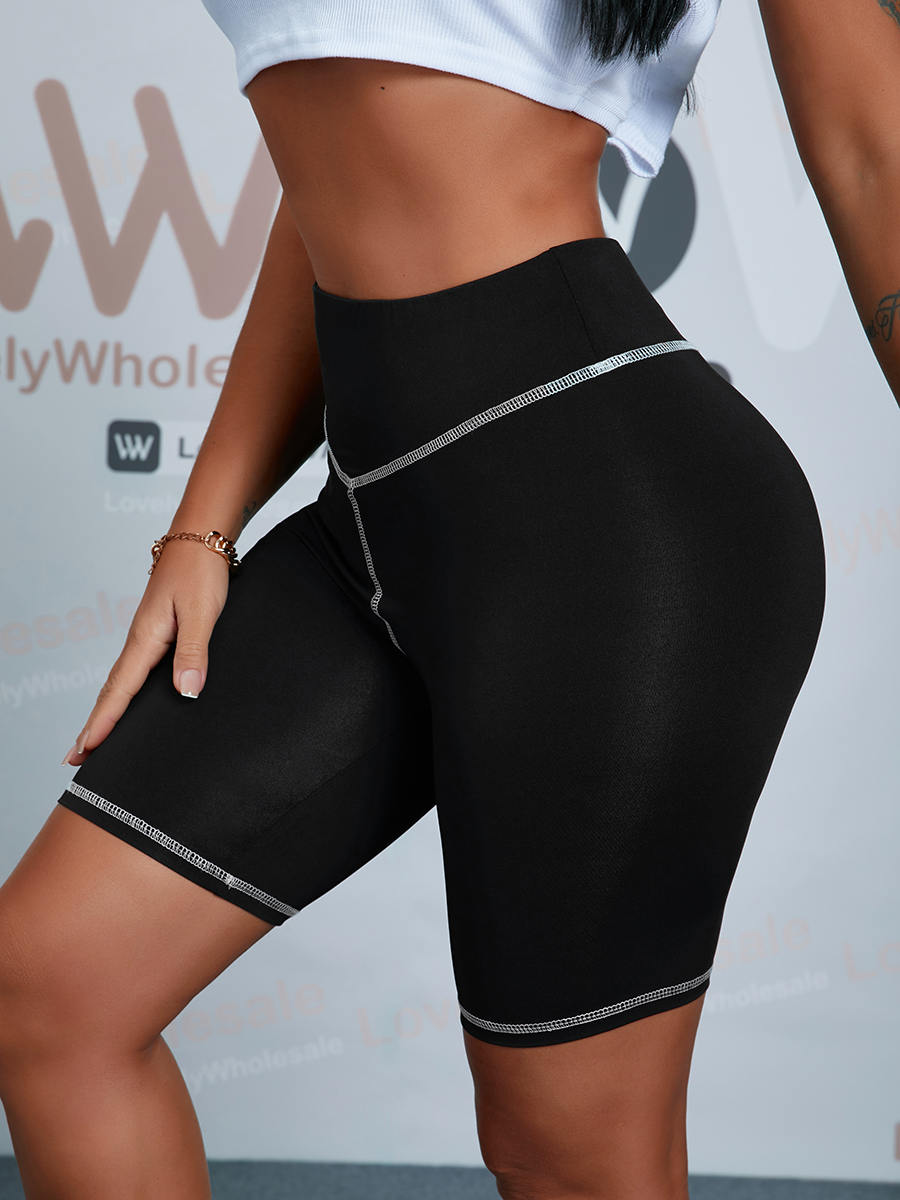 

Lovely TikTok Leggings Sporty High-waisted Striped Black Shorts