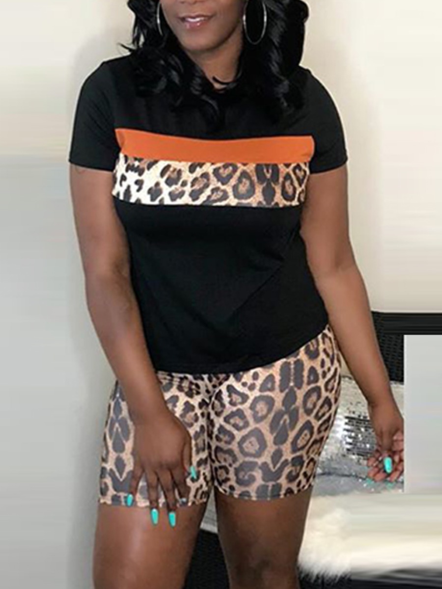 

Lovely Casual Print Black Two-piece Shorts Set