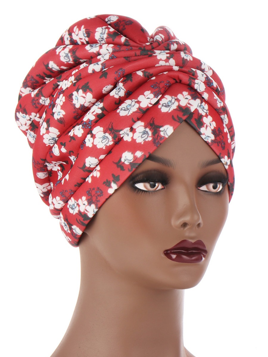 

Lovely Casual Floral Print Fold Design Red Hat