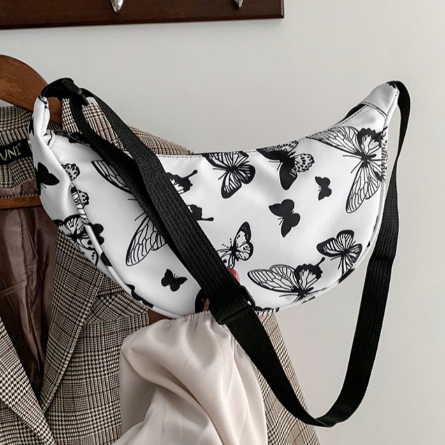 

Lovely Casual Butterfly Print White Bum Bag