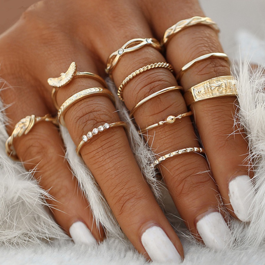 LovelyWholesale 12 Casual Hollow-out Gold Ring All Seasons Casual Cut Out Spring Summer 2024