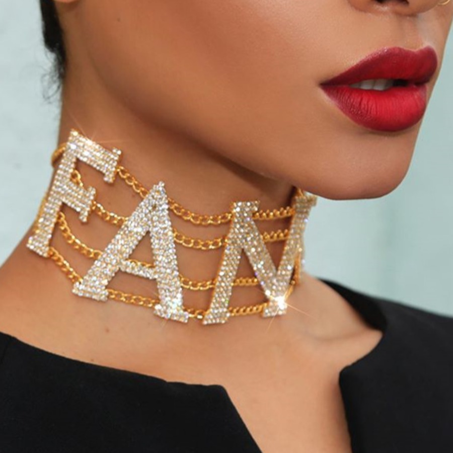 

Lovely Sexy Letter Decoration Gold Multilayer Necklace
