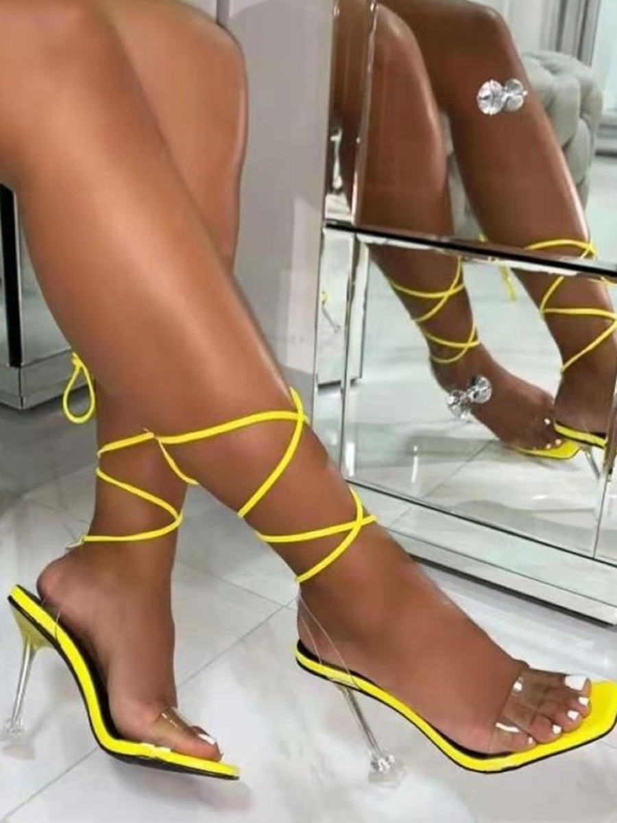 

LW SXY Tie Leg Yellow Heels