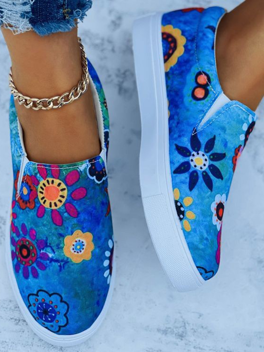 

LW Casual Floral Print Blue Flats