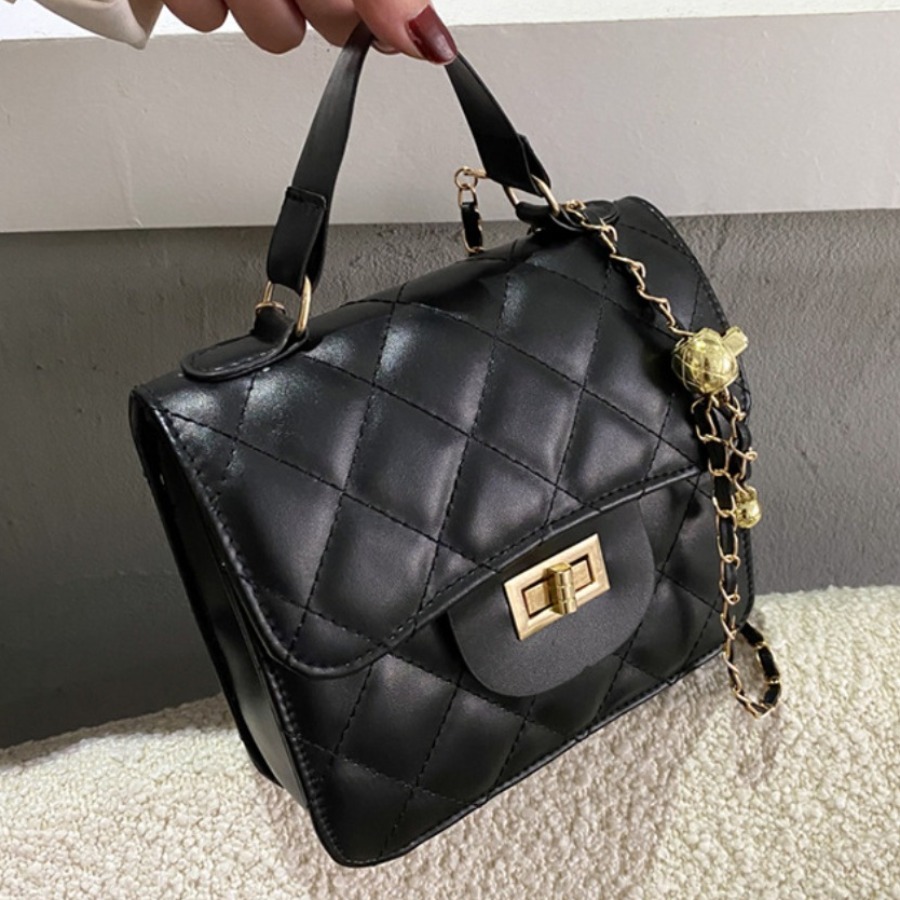 

Lovely Casual Quilted Slide Black Crossbody Bag