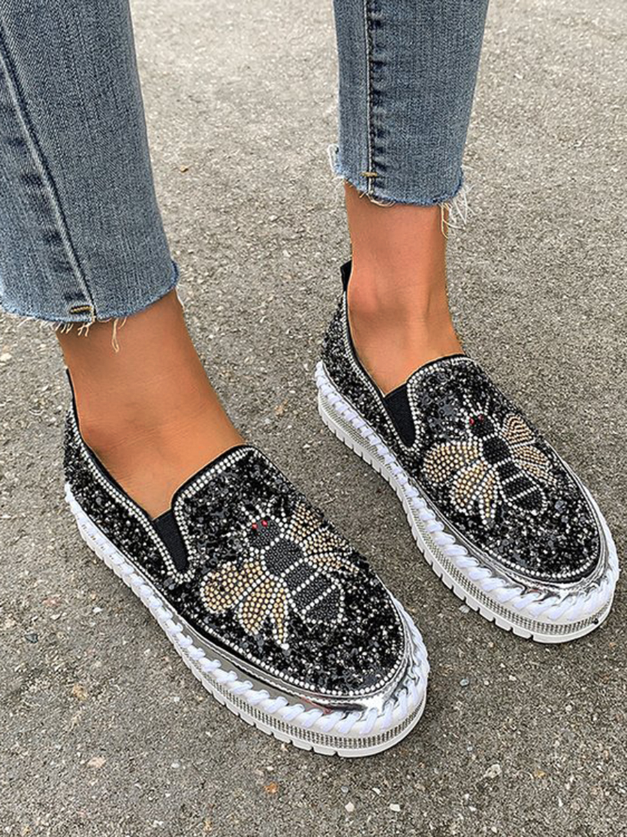 

Lovely Casual Butterfly Decoration Black Flats