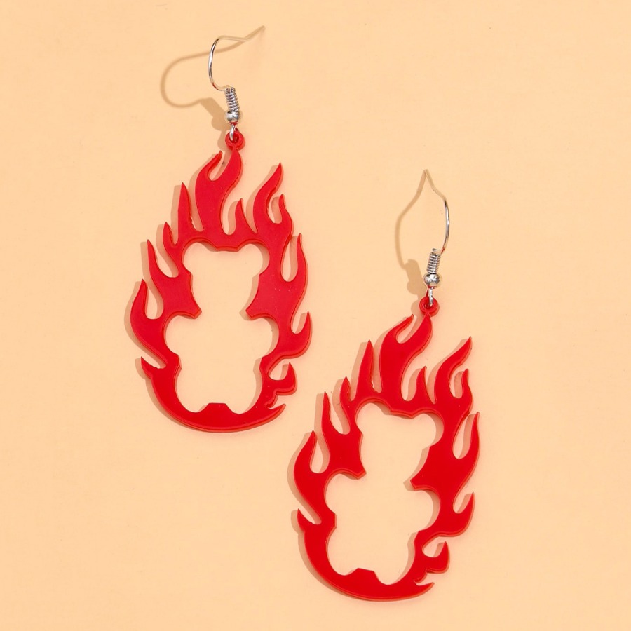 

LW Casual Flame Design Hollow-out Red Earring