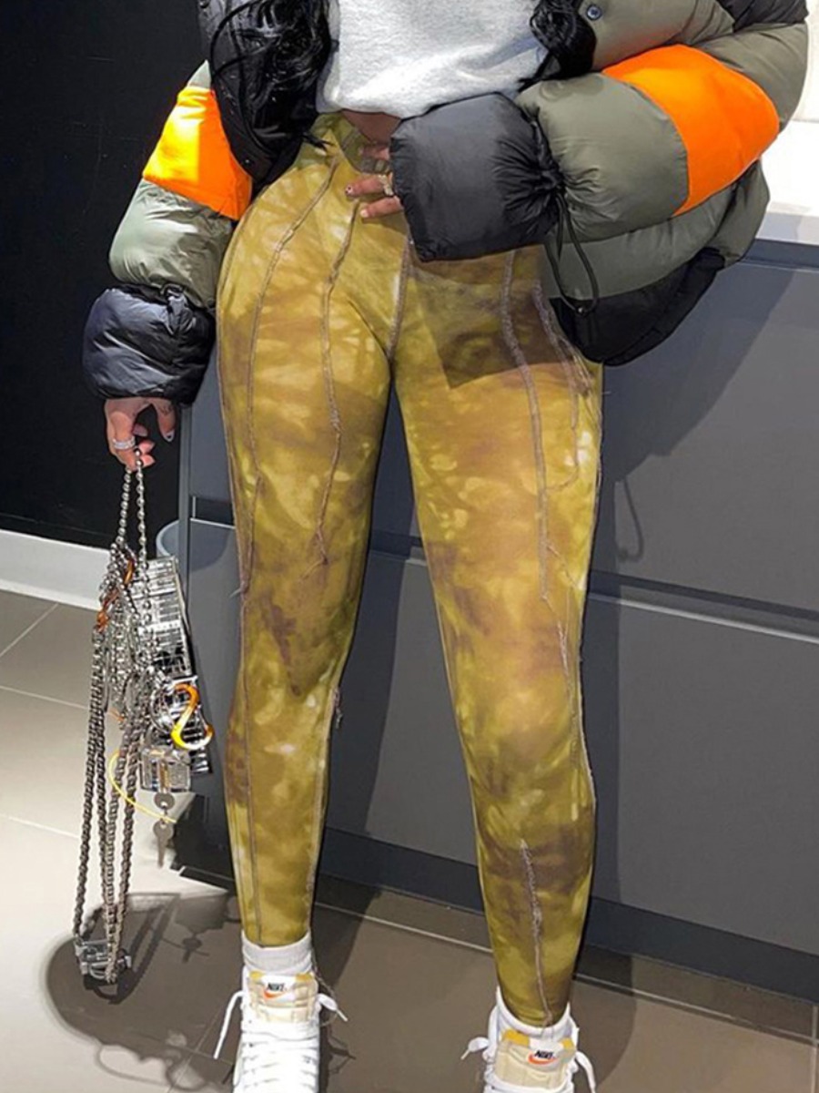 

Lovely Street High-waisted Tie-dye Yellow TikTok Leggings