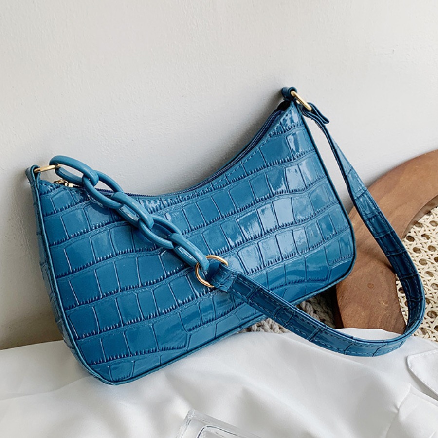 

LW Casual Chain Decoration Blue Shoulder Bag