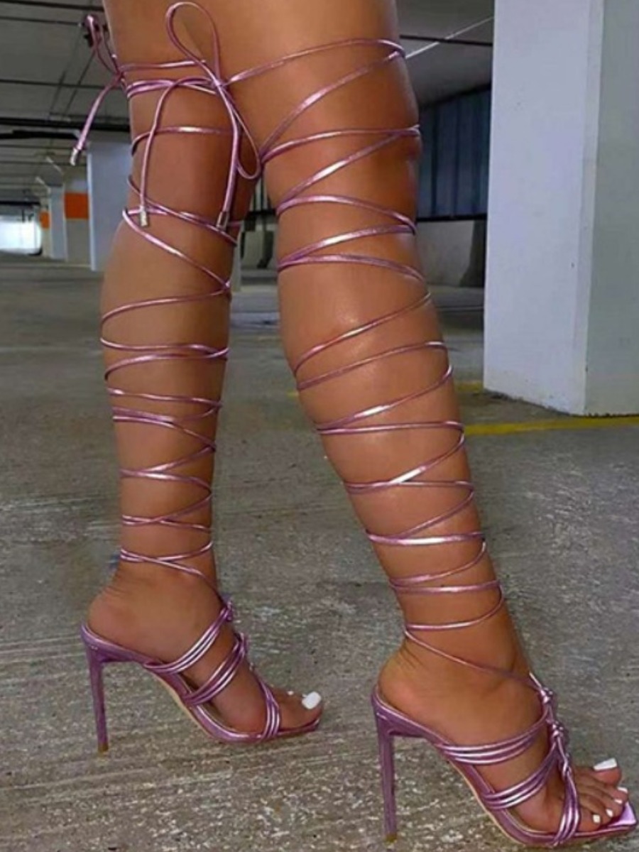 

Lovely Sexy Tie Leg Purple Pumps