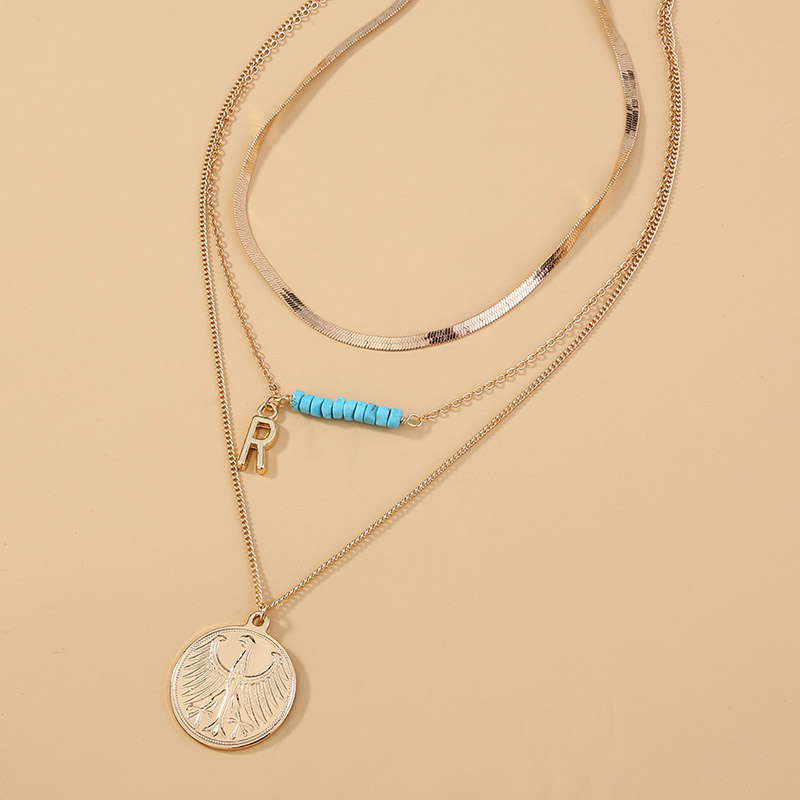 

Lovely Street Coin Letter Decoration Gold Multilayer Necklace