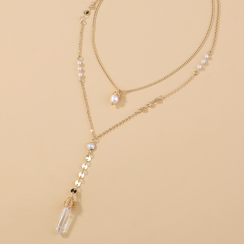 

Lovely Casual Bulb Pearl Decoration Gold Multilayer Necklace