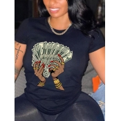 LW Round Neck Money Print T-shirt