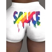 Lovely Sportswear Letter Print White Shorts