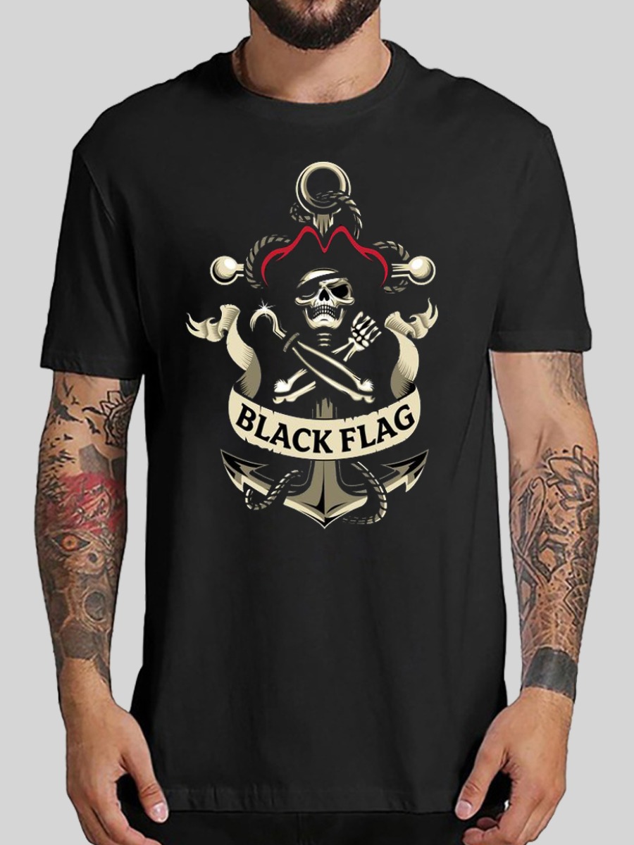 

Lovely Men Casual Skull Head Letter Print Black T-shirt
