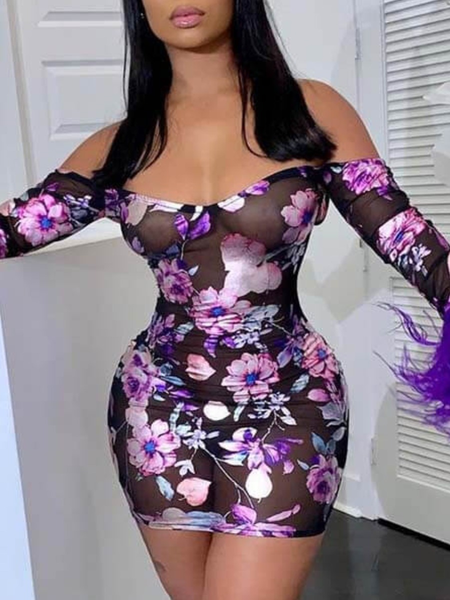 LW SXY Trendy See-through Multicolor Mini Dress