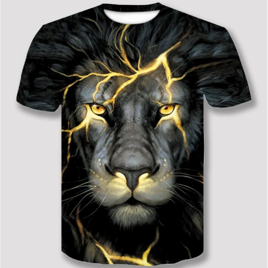 

Lovely Boy Street Animal Print Patchwork Black T-shirt