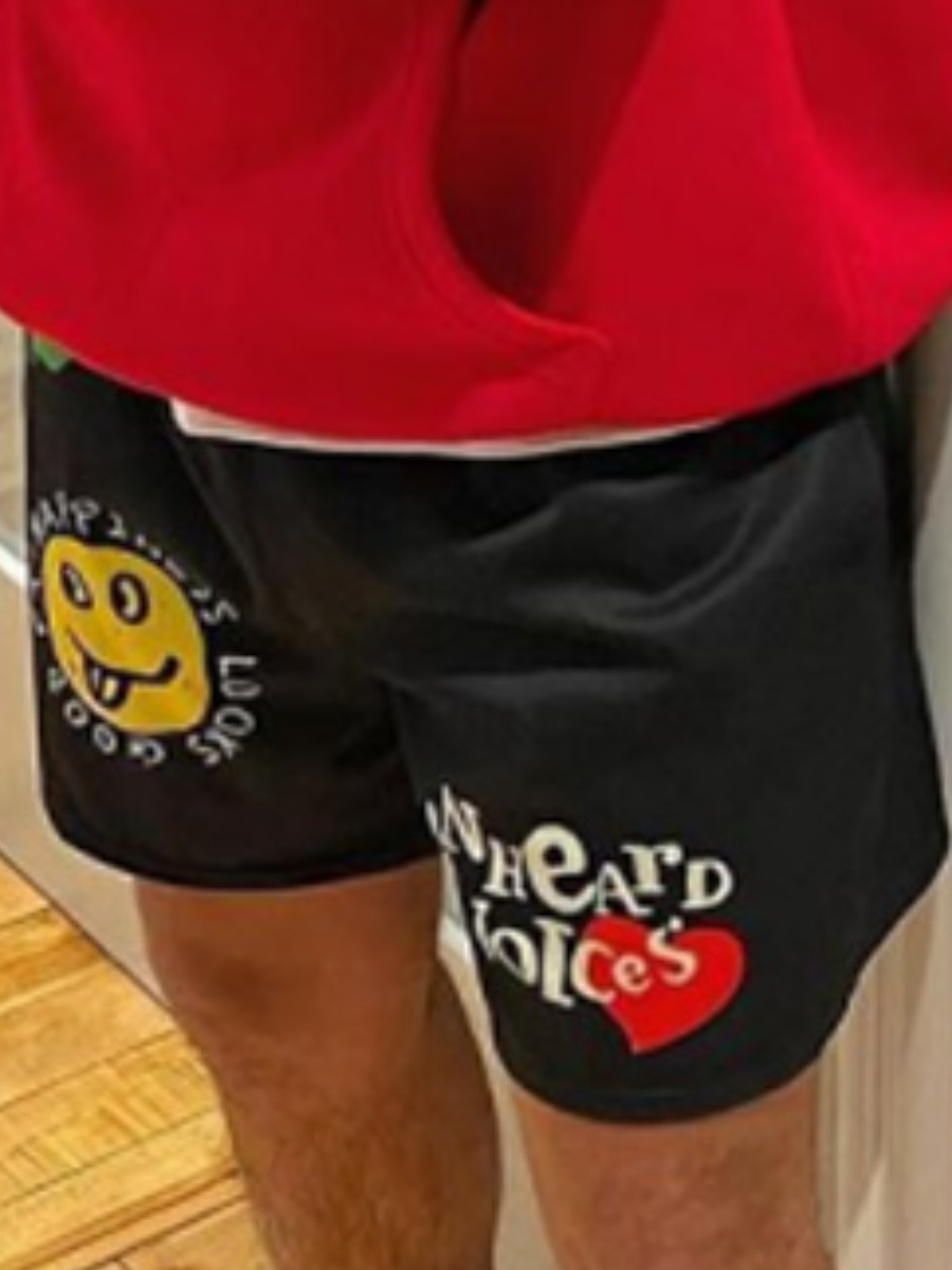 

Lovely Casual Mid Waist Letter Print Black Shorts