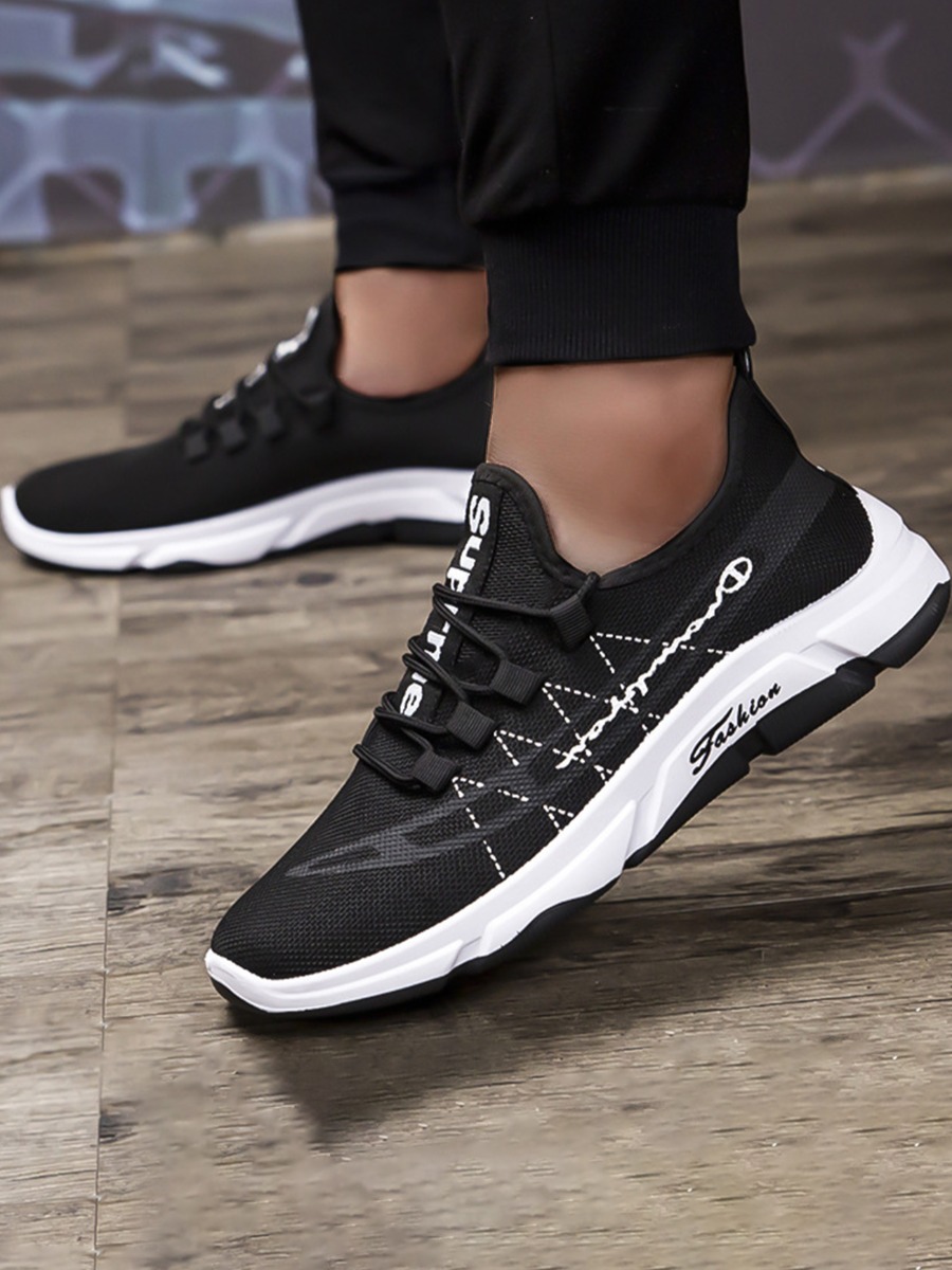 

LW Men Street Letter Print Black Sneakers