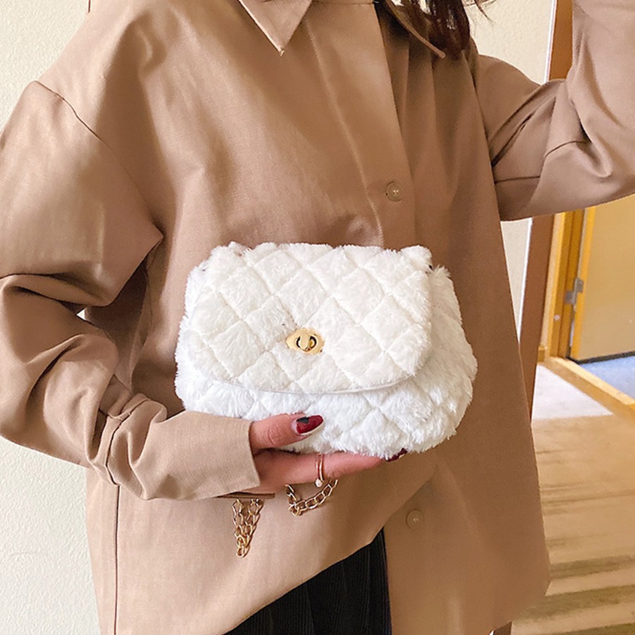 

Lovely Casual Plush White Crossbody Bag