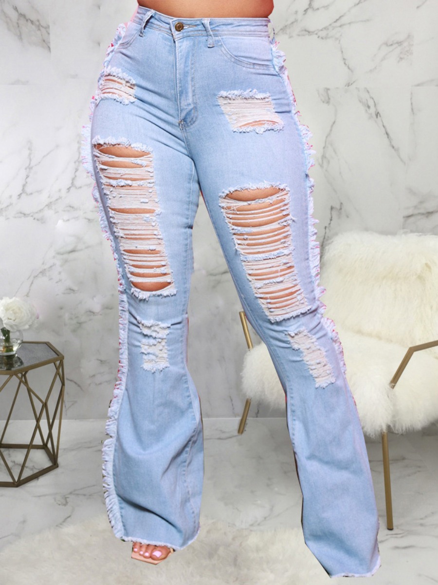 

LW Street Ripped Flared Baby Blue Jeans