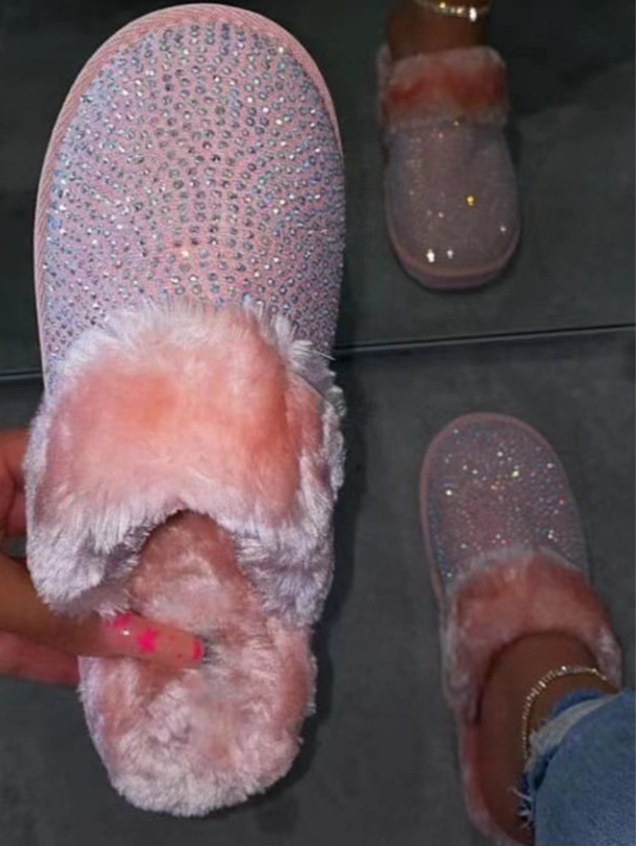 

LW Casual Sequined Fluffy Pink Slippers