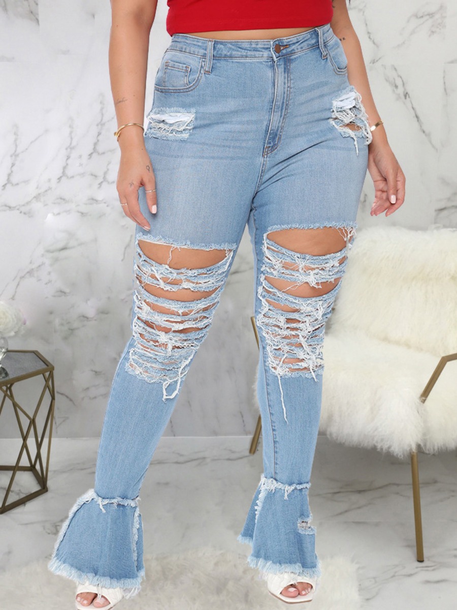 

Lovely Street Ruched Flared Blue Jeans