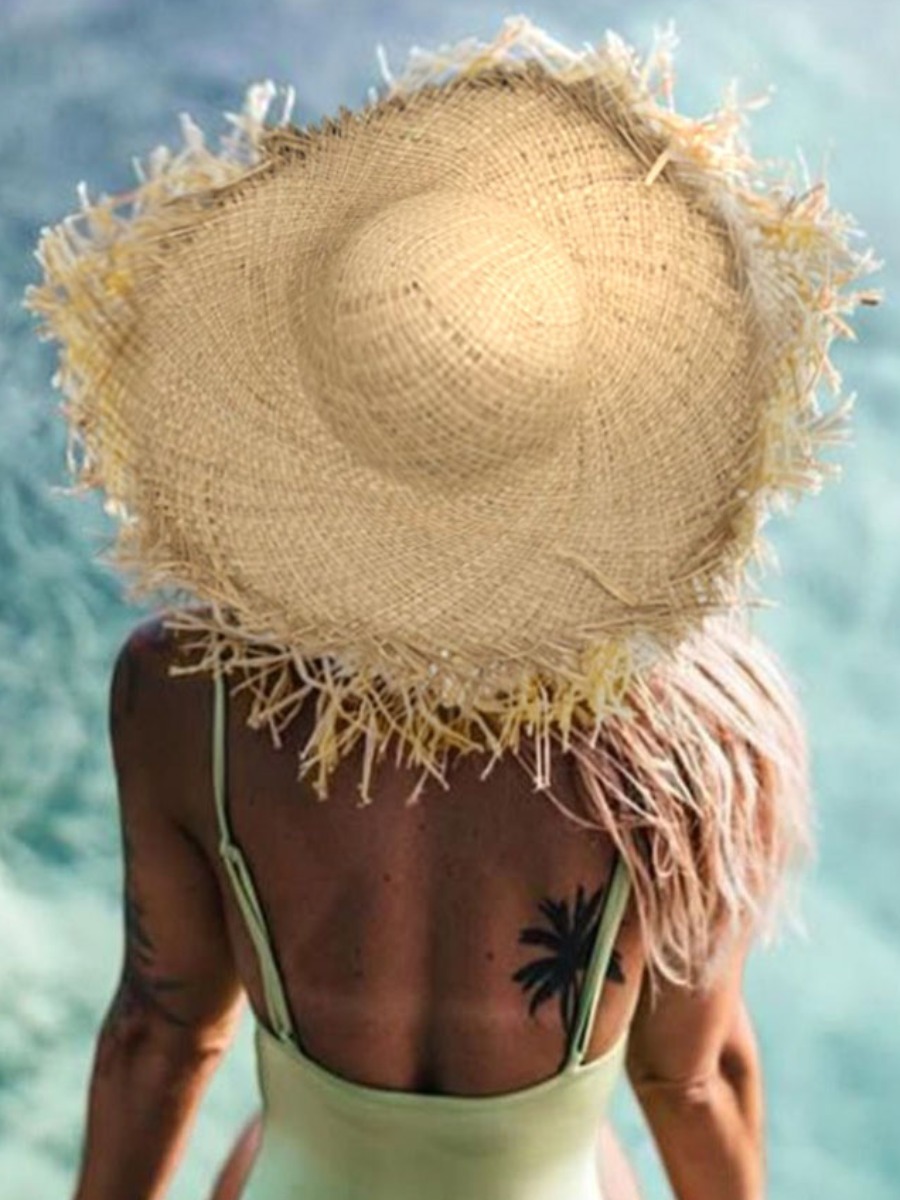 

LW Boho Tassel Design Straw Khaki Hat