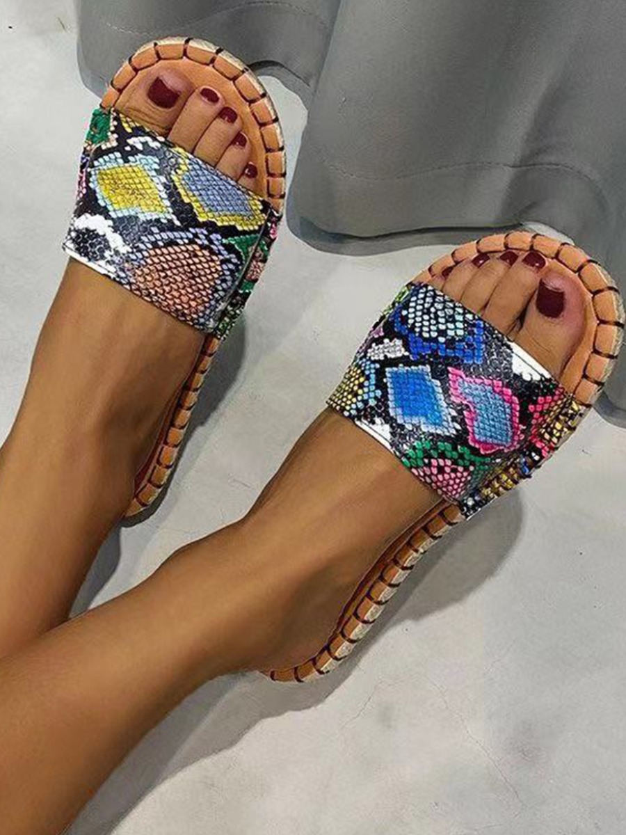 

LW Casual Cobra Print Flat Slippers