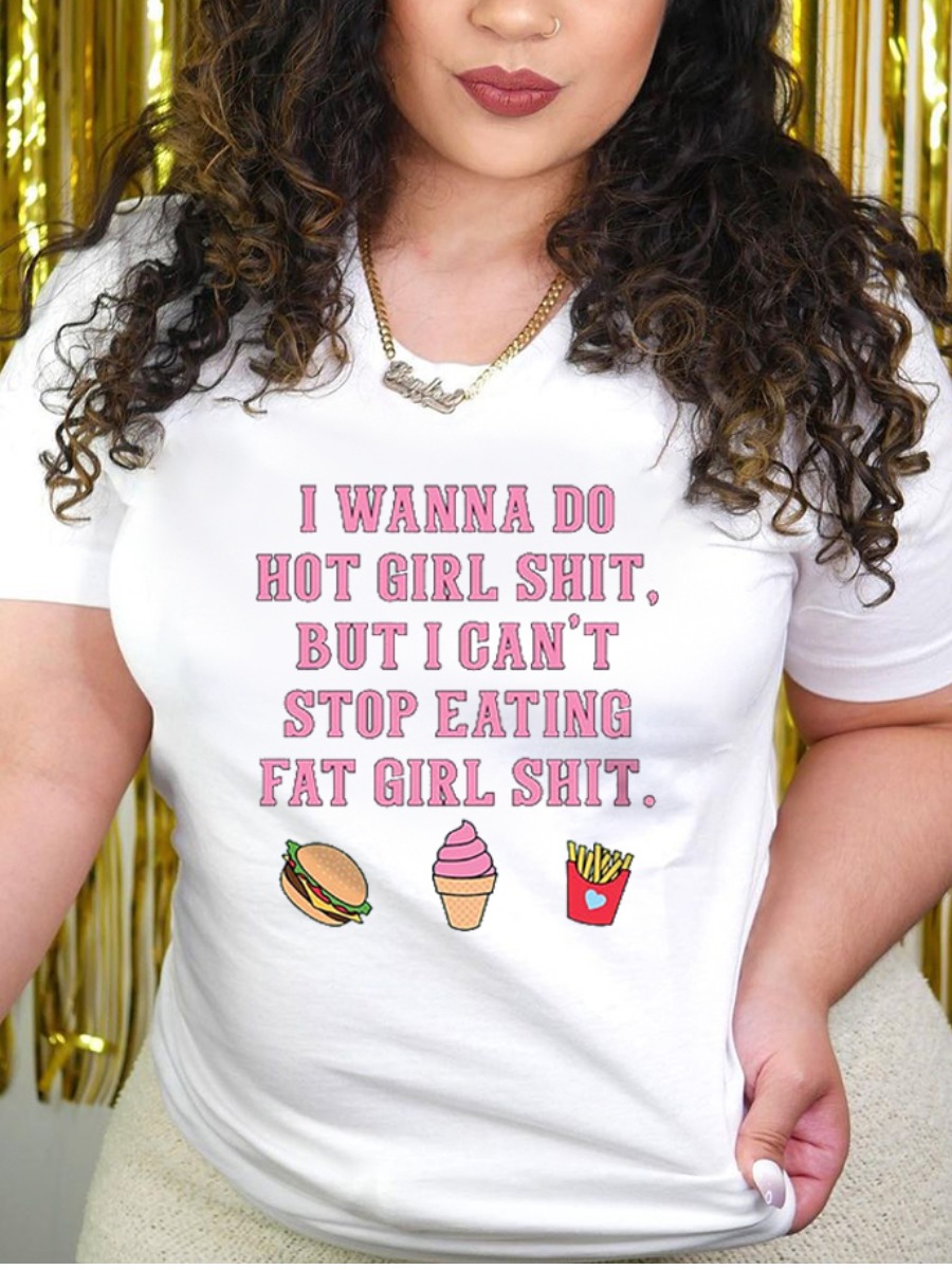 

Lovely Casual Round Neck Letter Print White T-shirt
