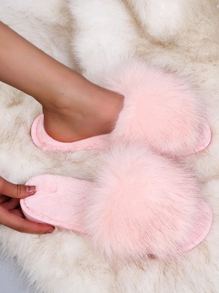

Lovely Casual Fluffy Pink Slippers