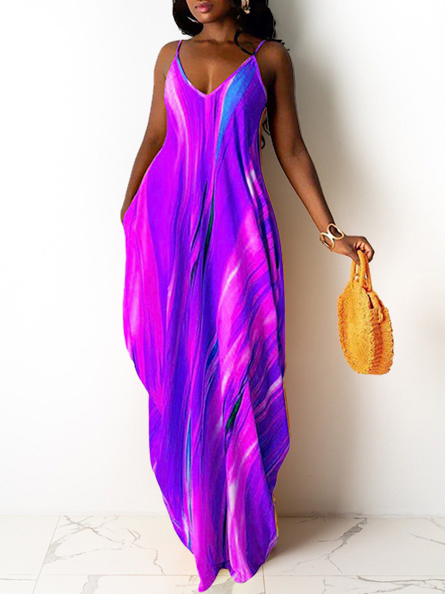 

LW Tie-dye Cami Loose Dress, Purple