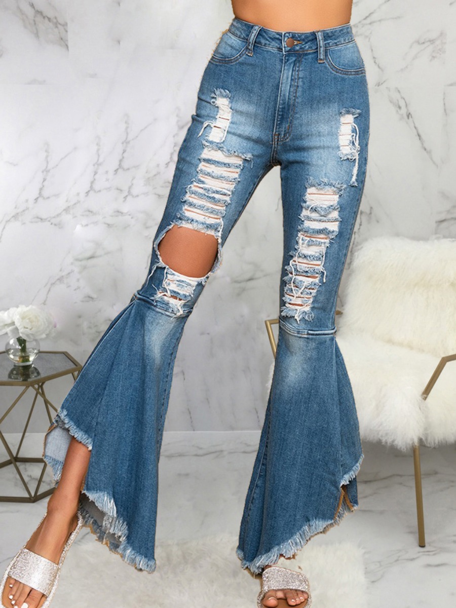 

LW Street High-waisted Ripped Flared Blue Jeans